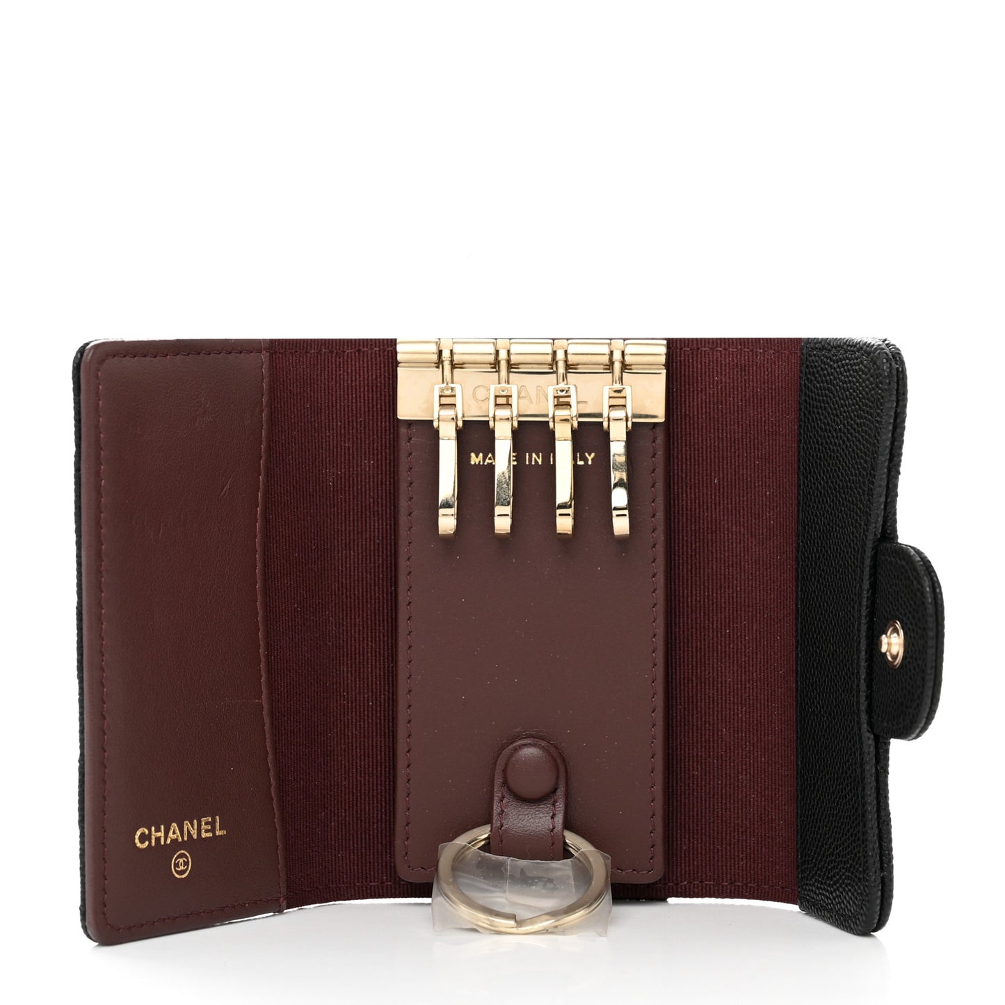 Caviar Quilted Classic 4 Key Holder Wallet Black