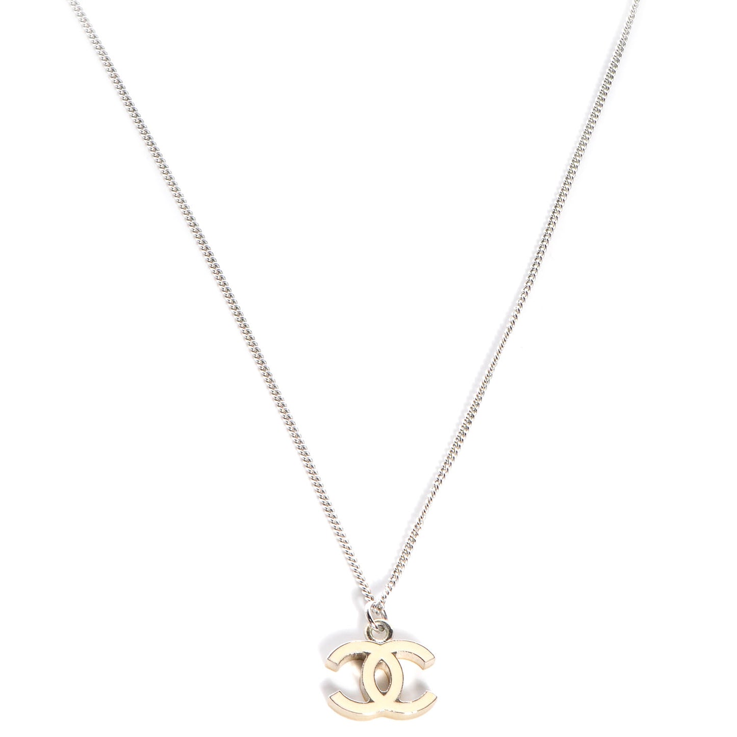 Enamel CC Necklace Beige