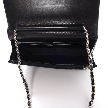Chanel Goatskin Quilted Diamond CC Wallet On Chain WOC Black 5 of 10