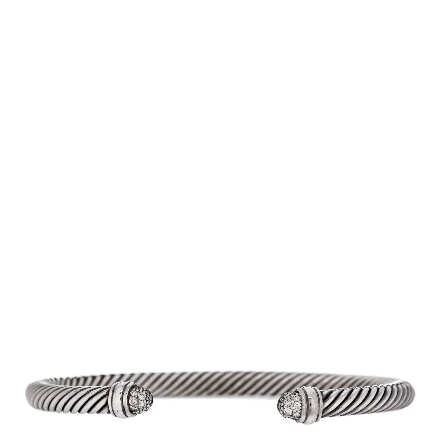 Sterling Silver Pave Diamond 5mm Cable Classics Bracelet