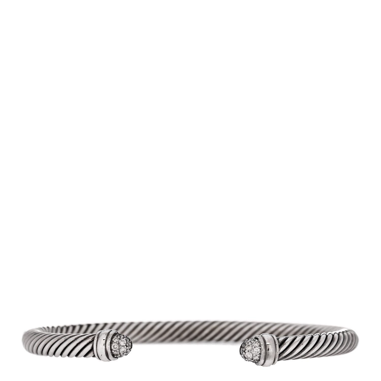David Yurman Sterling Silver Pave Diamond 5mm Cable Classics Bracelet 1 of 3