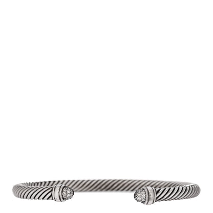 David Yurman Sterling Silver Pave Diamond 5mm Cable Classics Bracelet 1 of 3