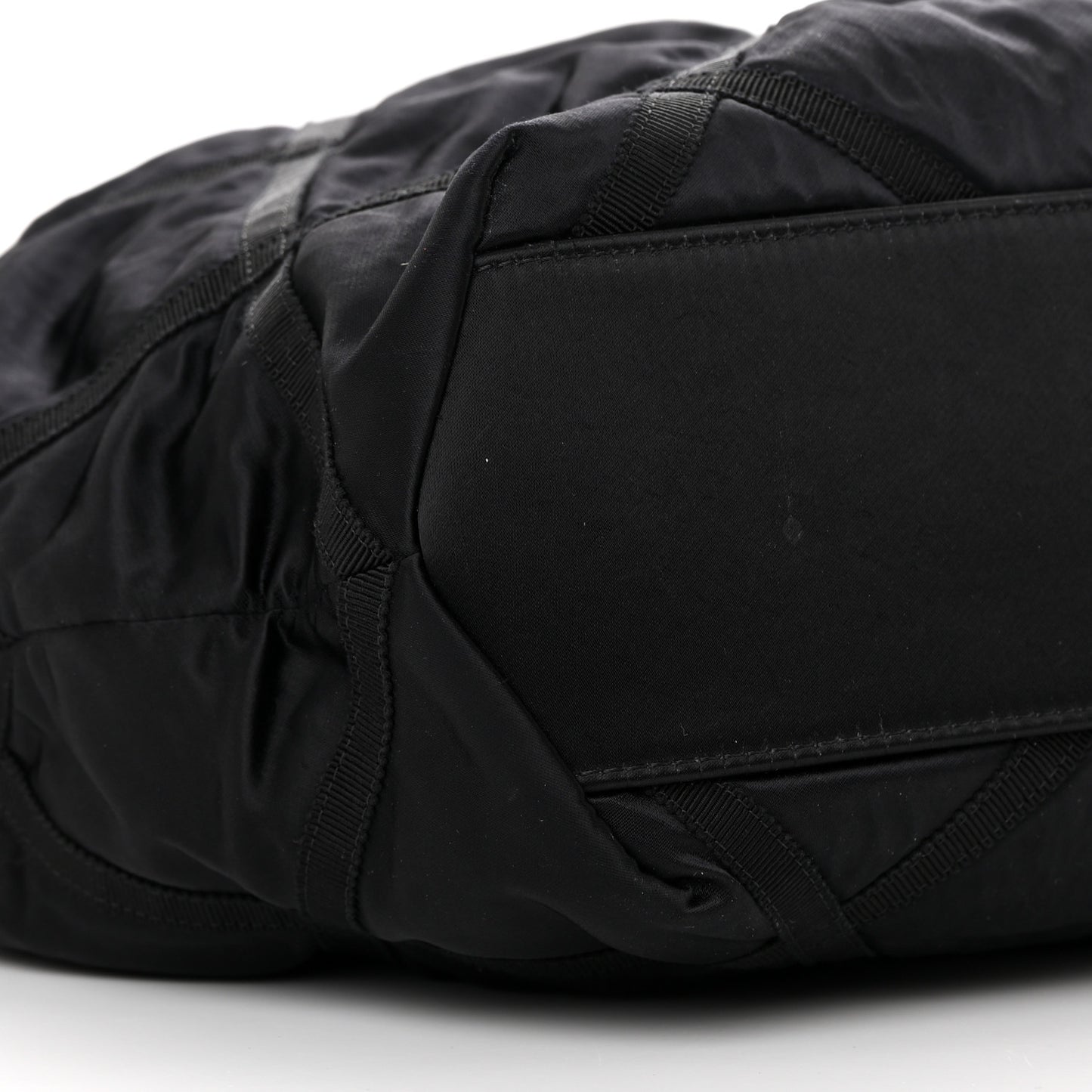 Nylon Grosgrain Quilted Lifestyle Shopping Tote Black