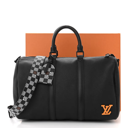 Louis Vuitton Calfskin Damier Distorted Keepall Bandouliere 40 Black 10 of 10