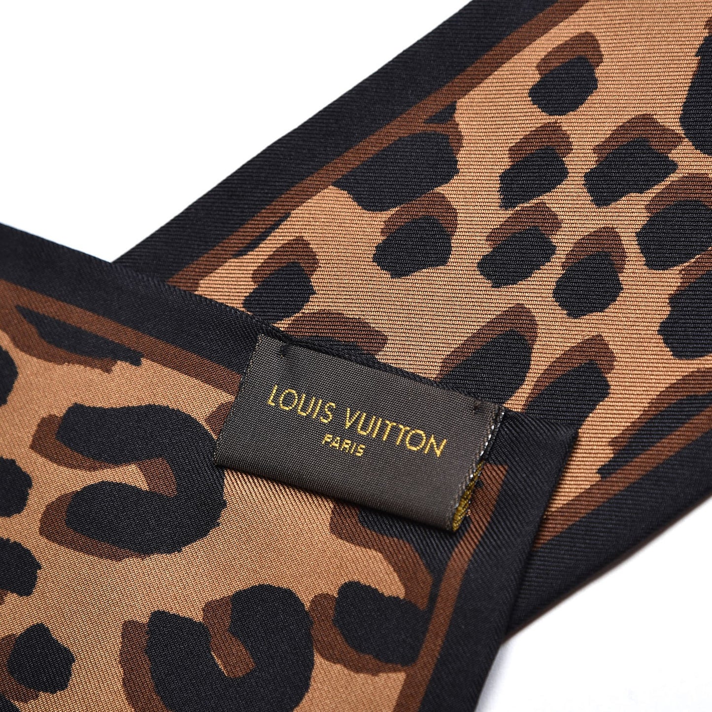 Silk Leopard Bandeau Scarf Marron