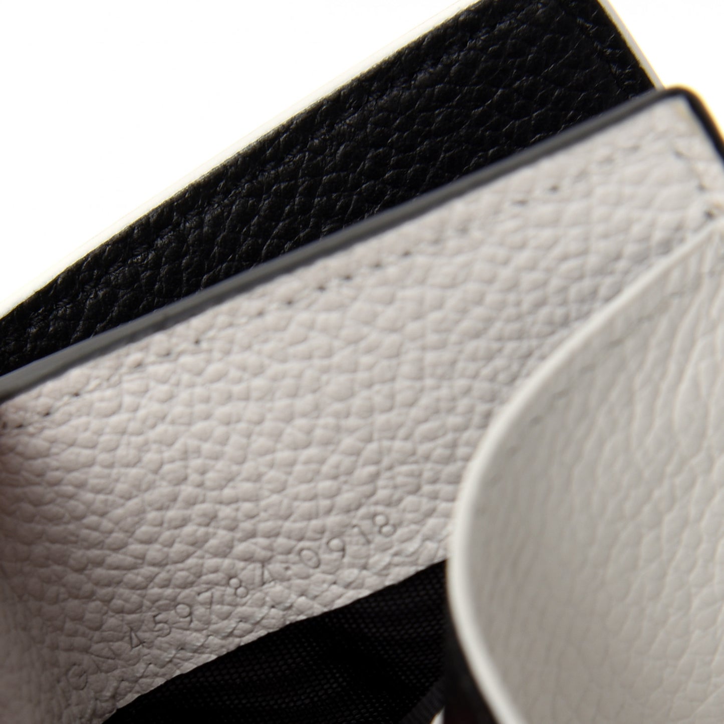 Grained Calfskin Paris Petite Compact Wallet White Black