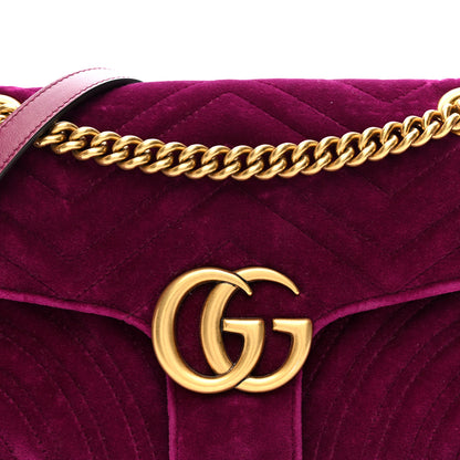 Gucci Velvet Matelasse Small GG Marmont Shoulder Bag Fuchsia Violet Cyclamen 8 of 13