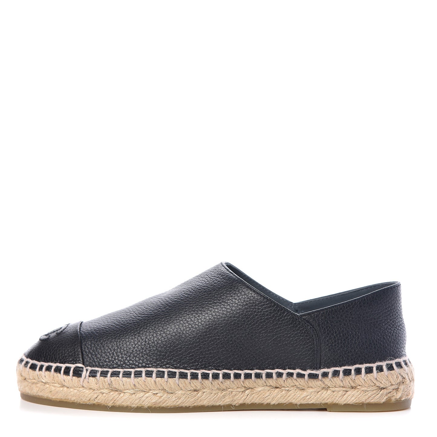 Grained Calfskin CC Espadrilles 37 Navy Black