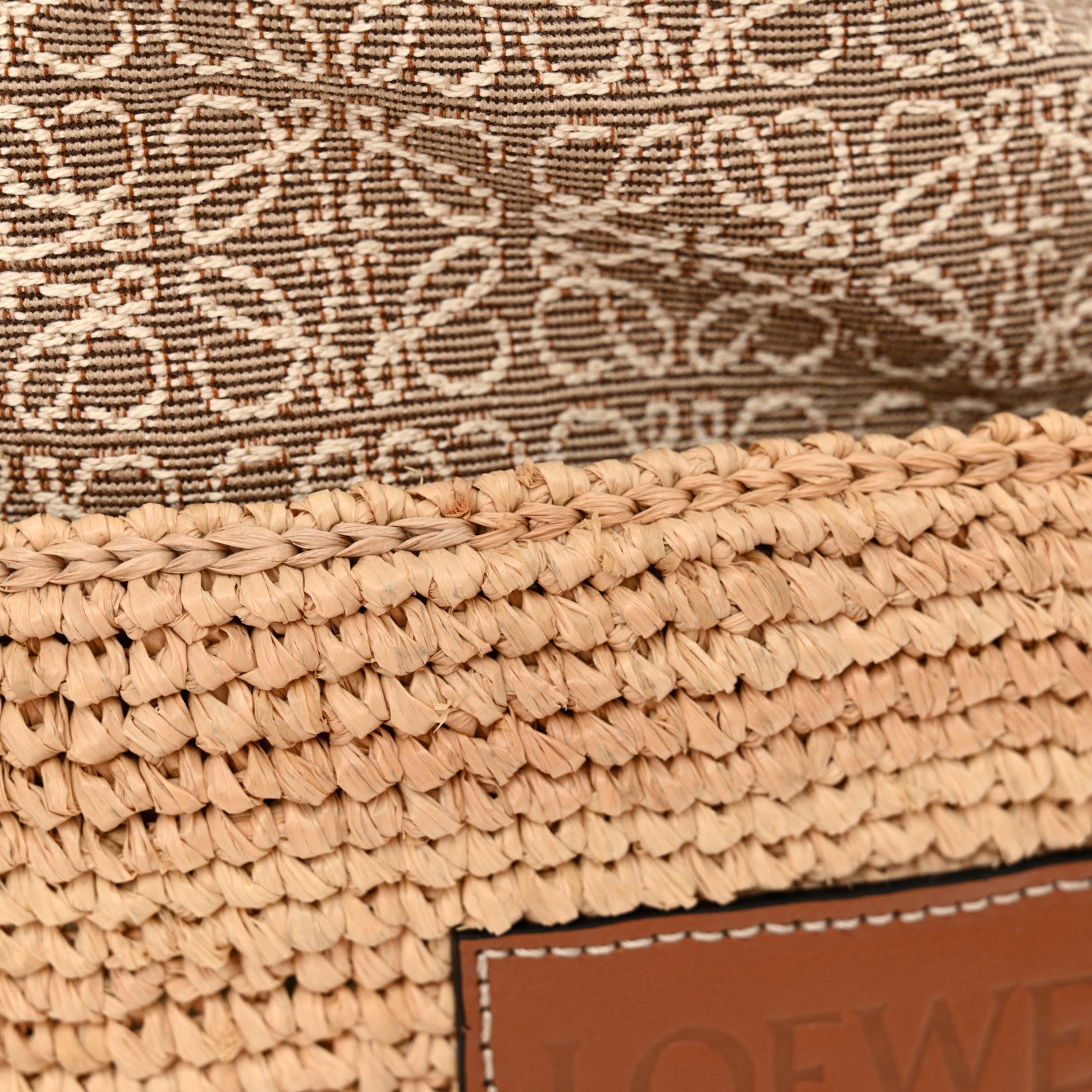 Loewe Calfskin Raffia Anagram Paulas Ibiza Pochette Bag Natural Tan 11 of 13