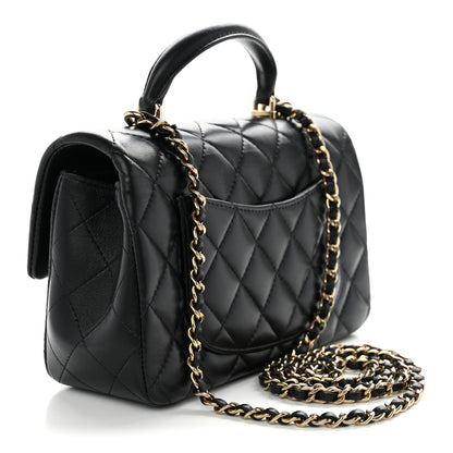 Chanel Lambskin Quilted Mini Top Handle Rectangular Flap Black 3 of 11