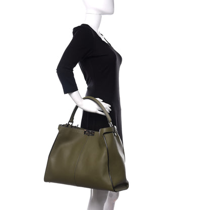 Fendi Calfskin Shearling FF 1974 Large Peekaboo X-Lite Equatore Dove Black 2 of 9