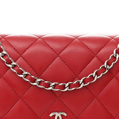 Chanel Lambskin Quilted Wallet On Chain WOC Red 9 of 12