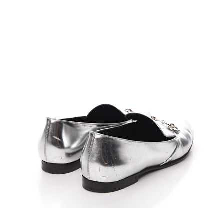 Gucci Metallic Calfskin Womens Horsebit Loafers 36 Silver 4 of 13
