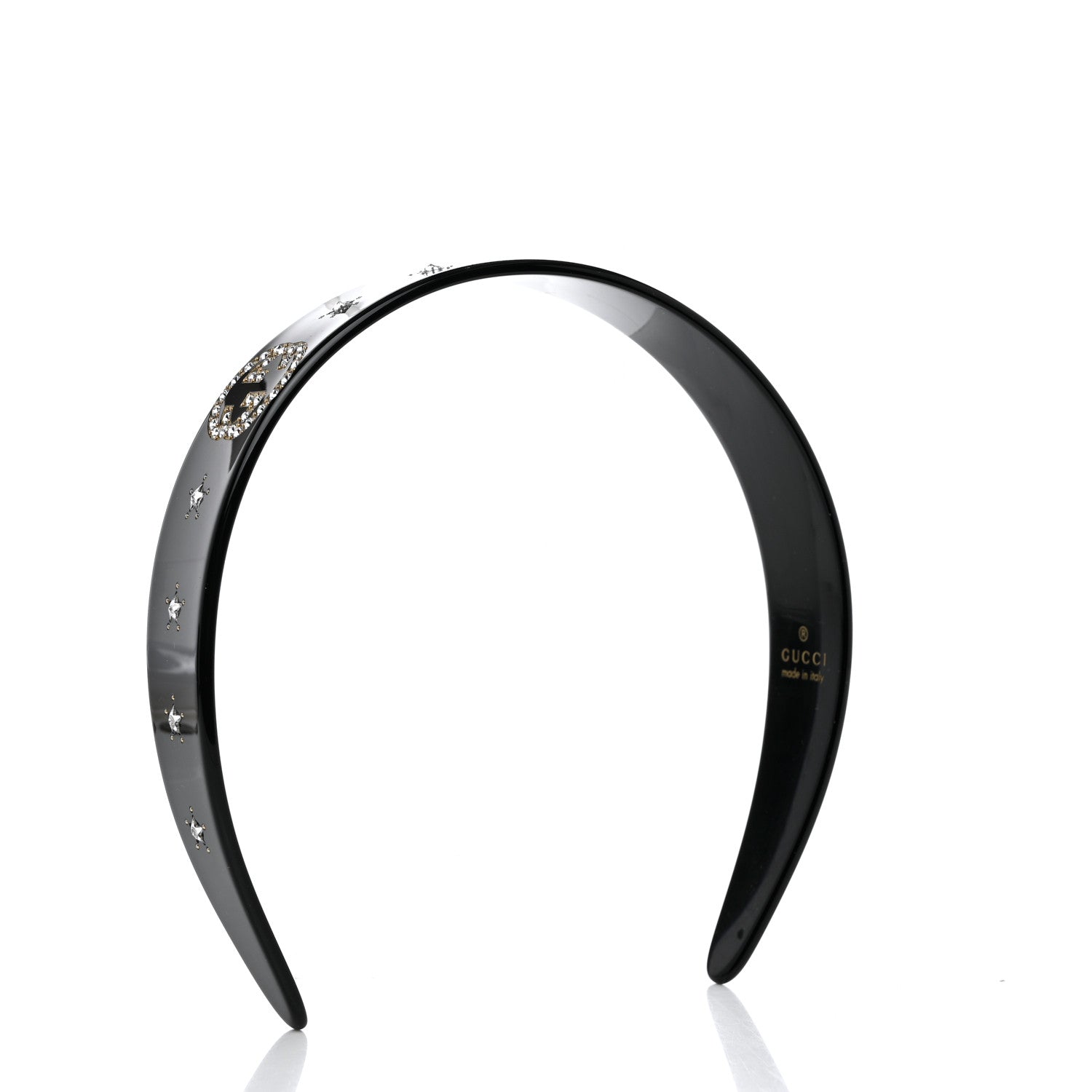 Gucci Resin Crystal Interlocking G Headband Black 2 of 5