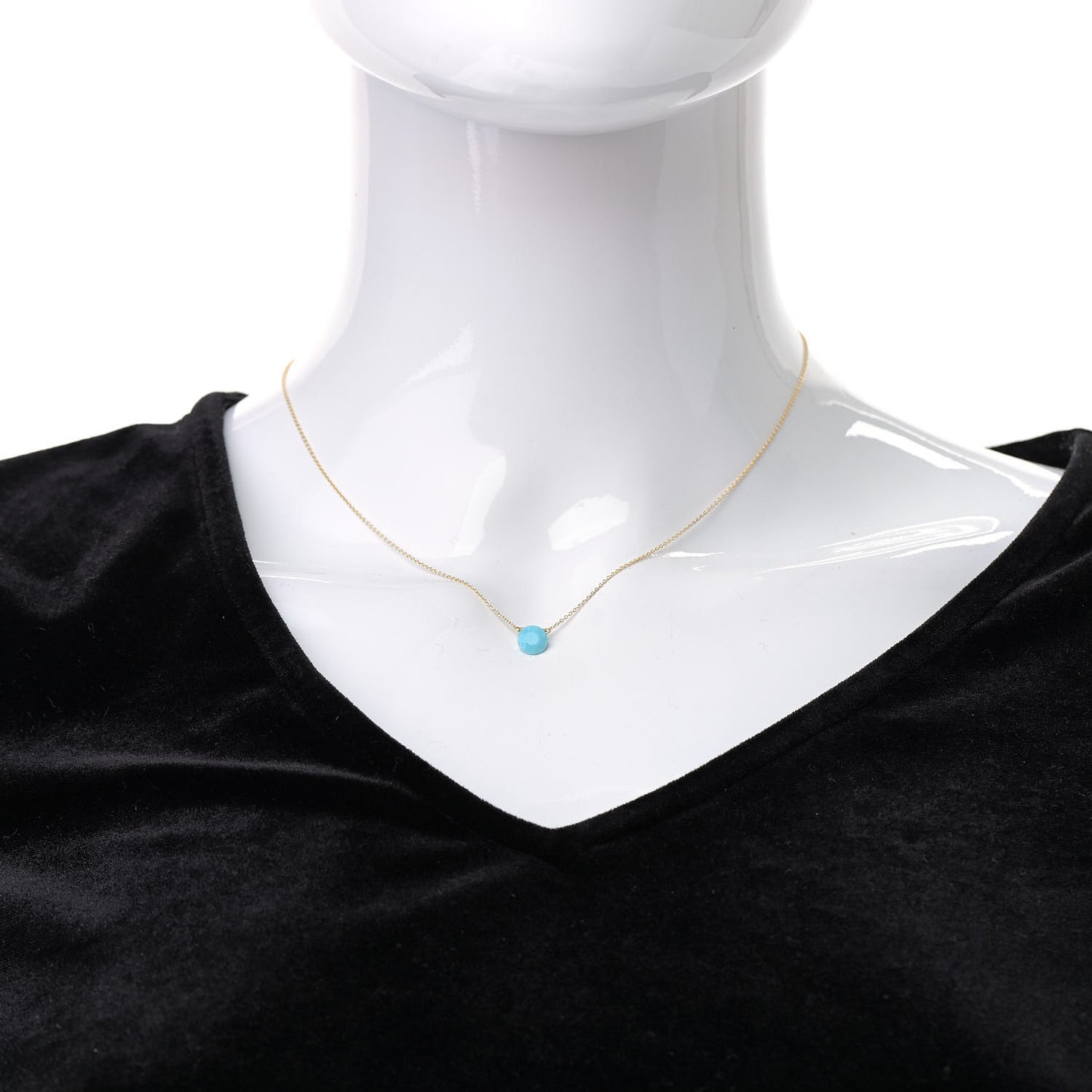 18K Yellow Gold Turquoise Elsa Peretti 1 Carat Pendant Necklace