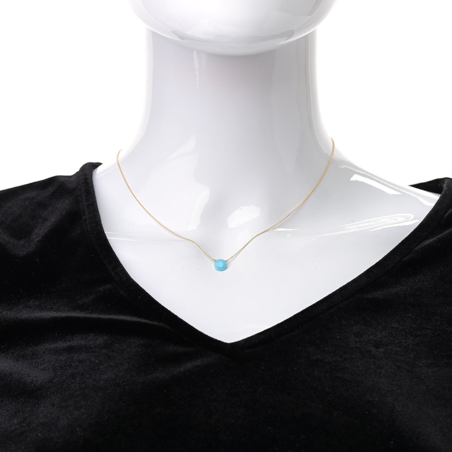 Tiffany 18K Yellow Gold Turquoise Elsa Peretti 1 Carat Pendant Necklace 2 of 6