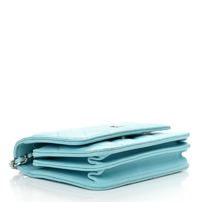 Chanel Lambskin Quilted Mini Wallet On Chain WOC Neon Blue 4 of 11