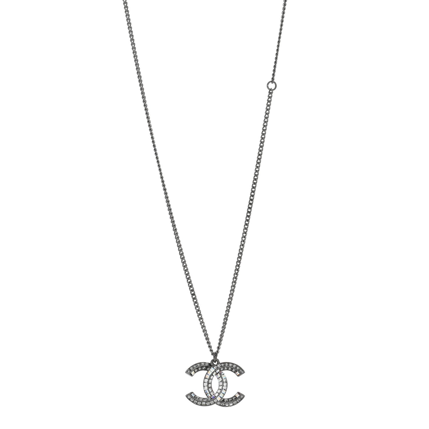 Chanel Ruthenium Crystal Baguette Large CC Necklace Multicolor 1 of 4