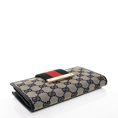 Gucci Monogram Calfskin Ladies Web Long Wallet Beige Blue 4 of 6
