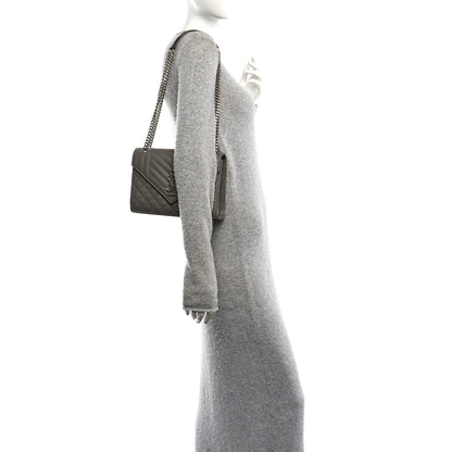 Saint Laurent Grain De Poudre Textured Mixed Matelasse Medium Triquilt Monogram Satchel Greyish Brown 2 of 10
