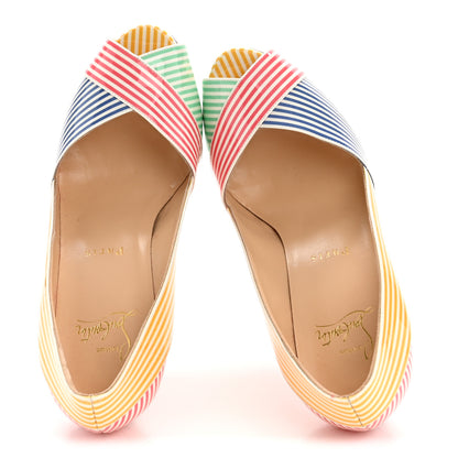 Christian Louboutin Patent Stripes Marine Alta 120 Pumps 36.5 Multicolor 6 of 27
