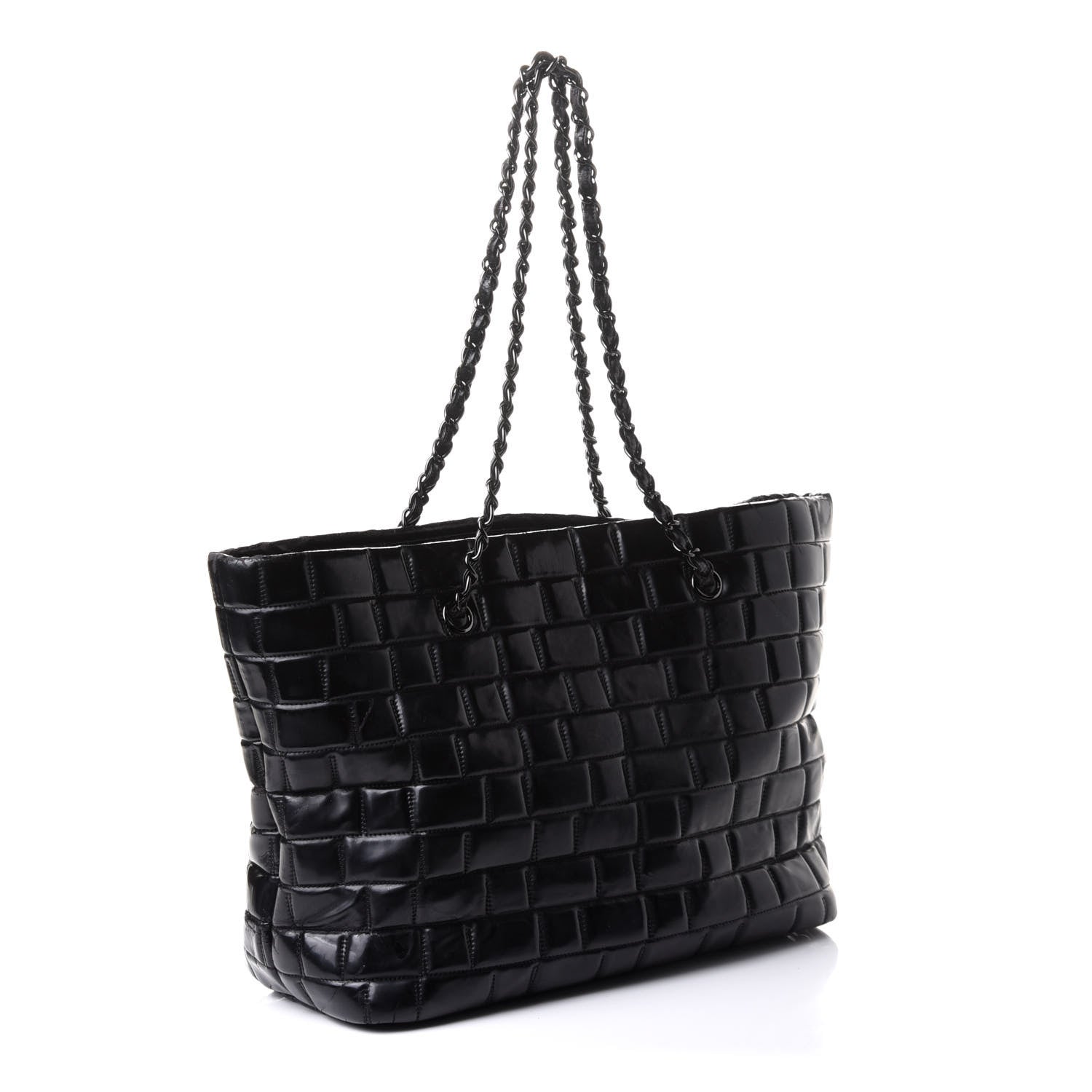 Chanel Vinyl Quilted Frozen Shopping Tote Black 3 of 15