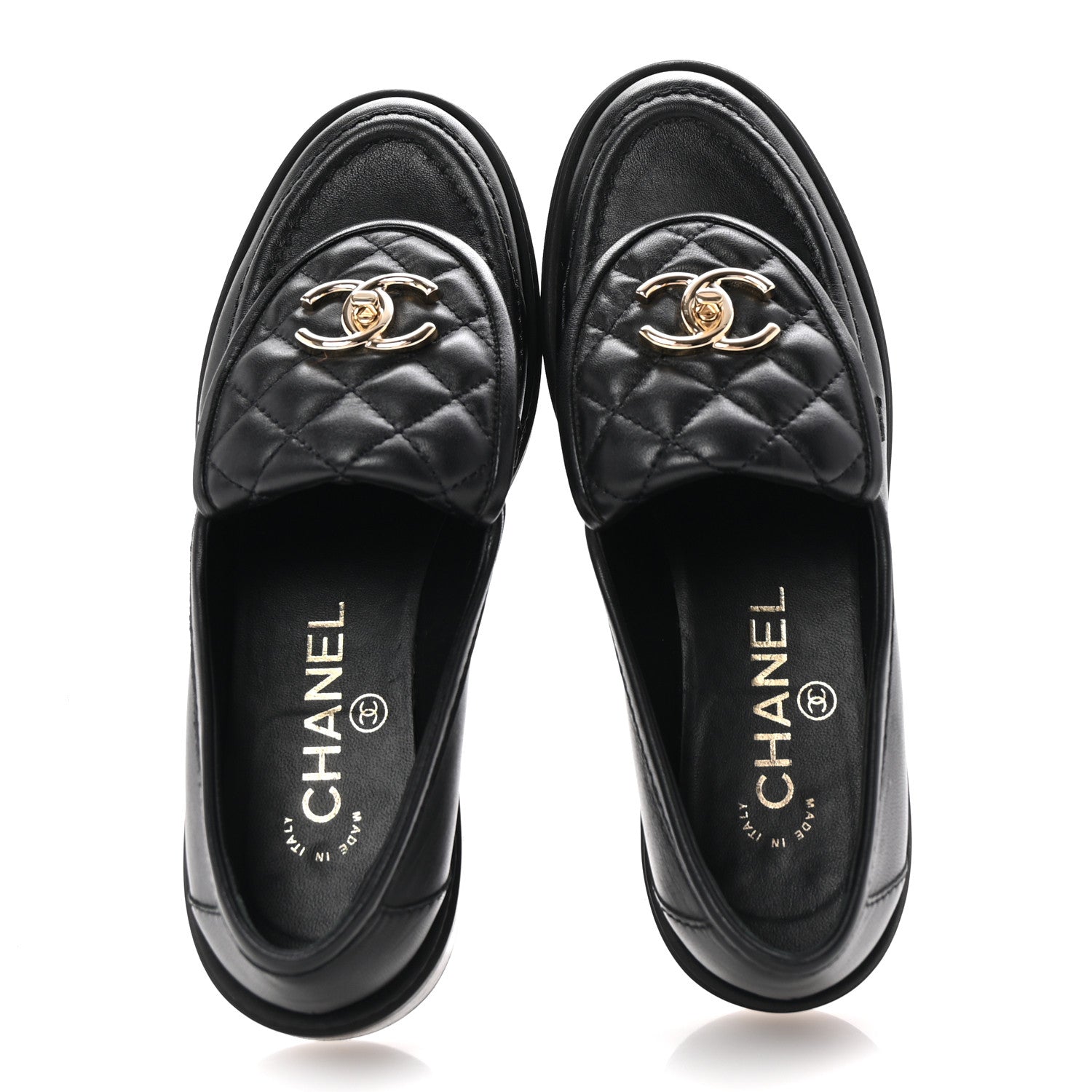 Chanel Lambskin Quilted CC Turnlock Loafers 35.5 Black 2 of 9