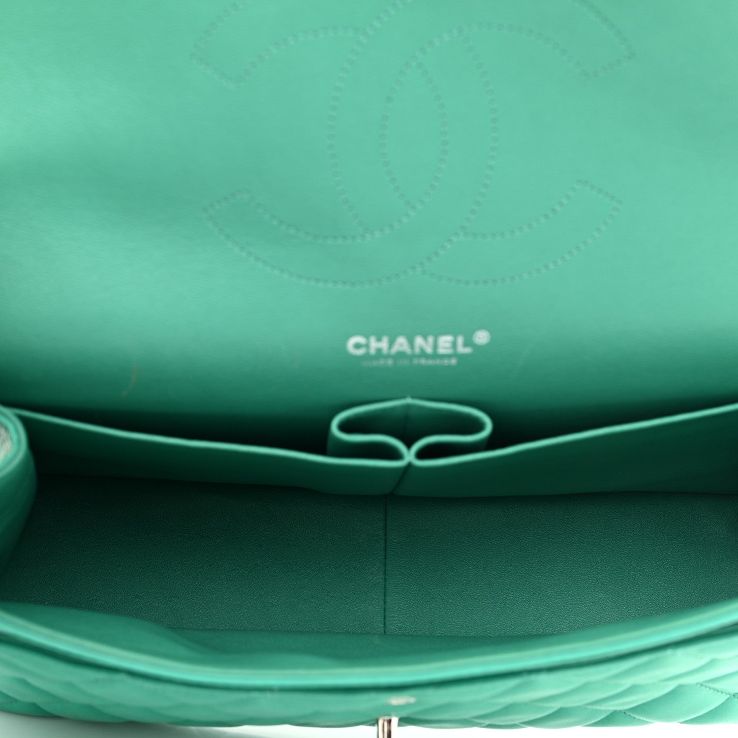 Chanel Lambskin Quilted Jumbo Double Flap Green 4 of 15