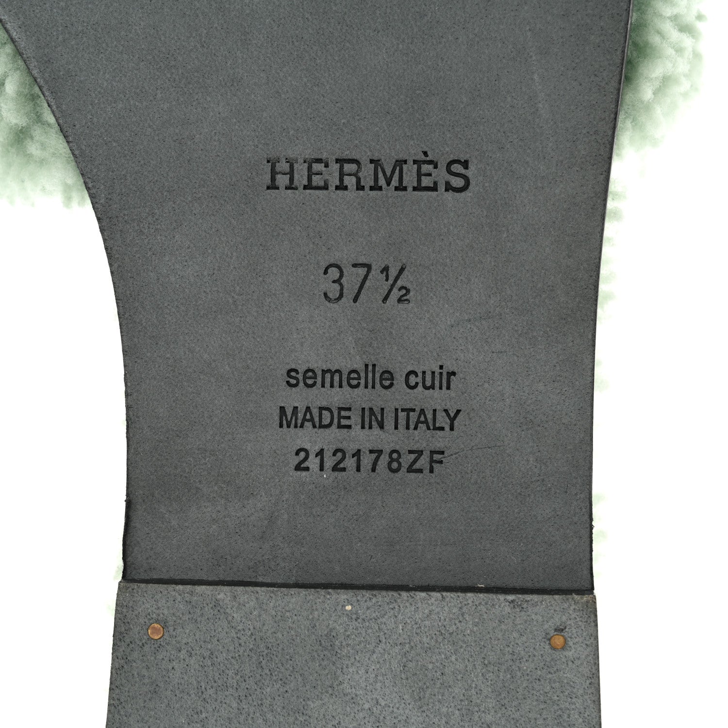 Hermes Woolskin Oran Sandals 37.5 Vert D’Eau 7 of 8