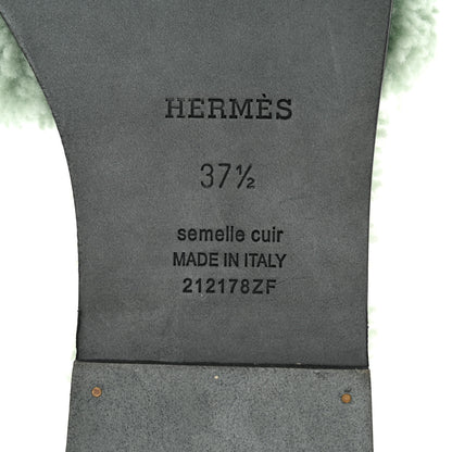 Hermes Woolskin Oran Sandals 37.5 Vert D’Eau 7 of 8