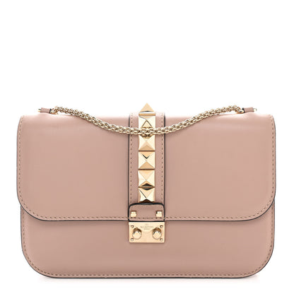 Valentino Garavani Vitello Medium Glam Lock Rockstud Flap Poudre 1 of 9