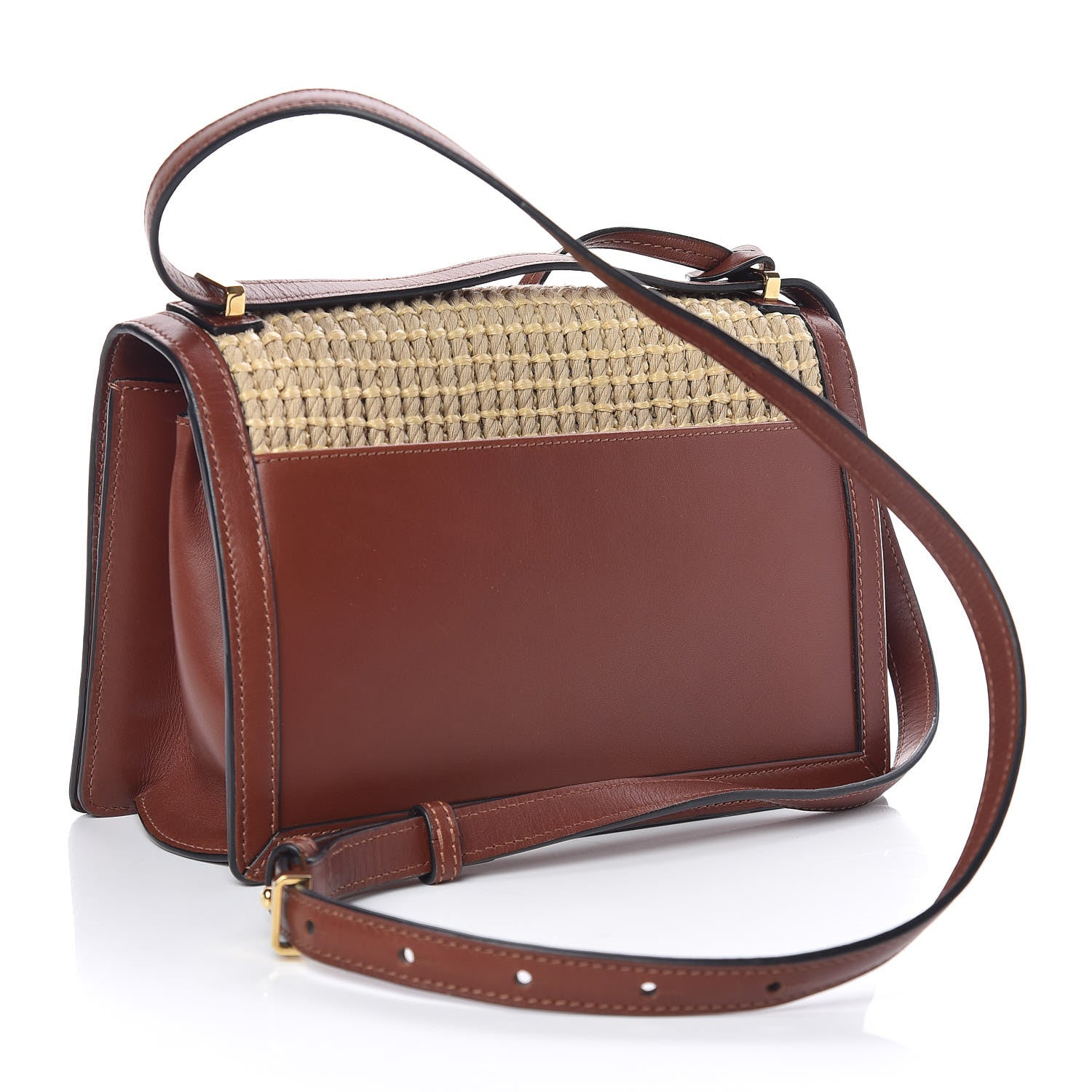 Loewe Woven Raffia Calfskin Medium Barcelona Shoulder Bag Brown 3 of 11