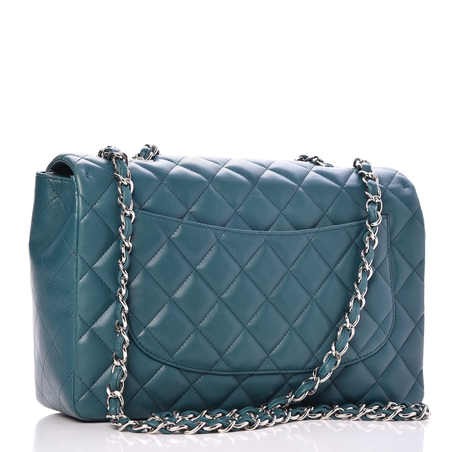 Lambskin Quilted Jumbo Single Flap Turquoise