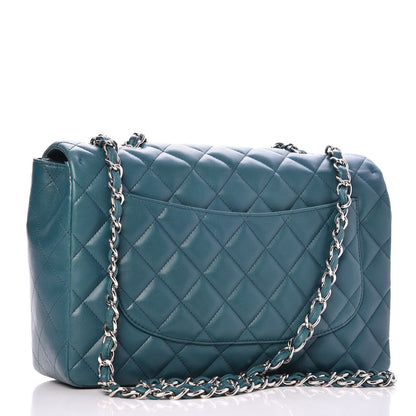 Chanel Lambskin Quilted Jumbo Single Flap Turquoise 4 of 15