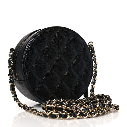 Chanel Caviar Quilted Small Round Bag With Chain Black 3 of 9