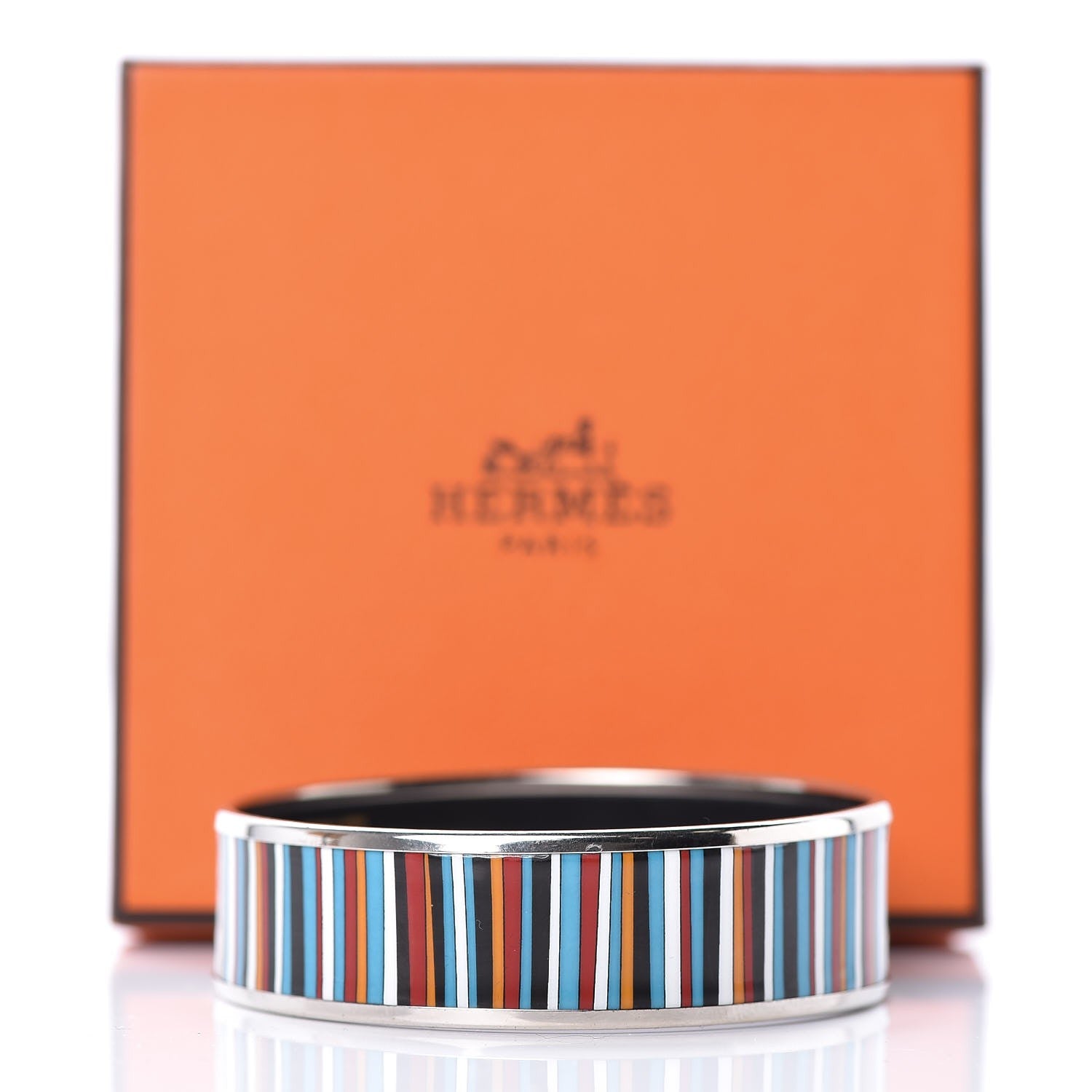 Hermes Enamel Printed Stripes Wide Bracelet 62 6 of 6