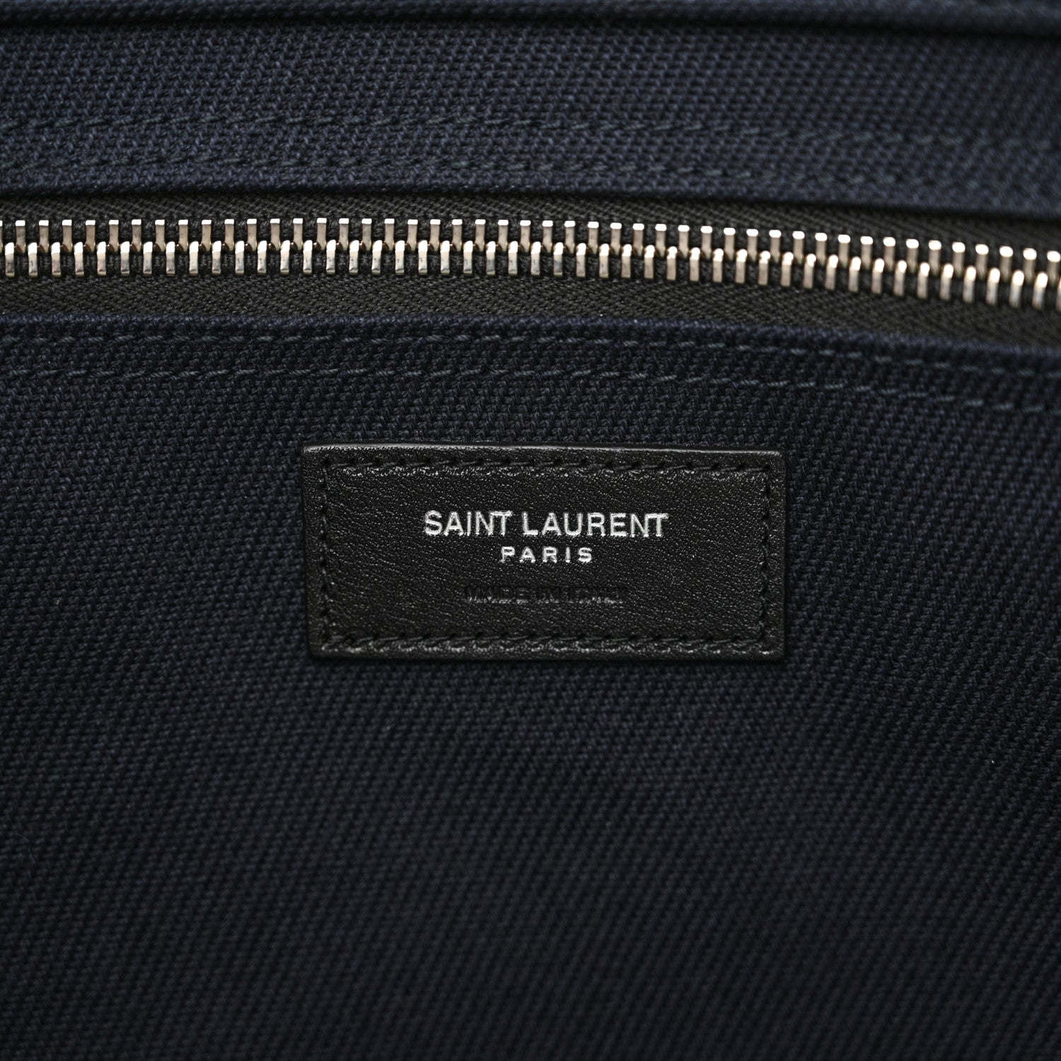 Saint Laurent Linen Calfskin Rive Gauche Tote Navy 6 of 12