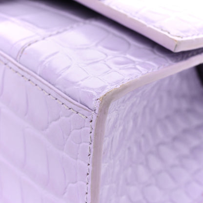 Balenciaga Shiny Calfskin Crocodile Embossed Hourglass Top Handle Bag XS Lilac 12 of 19