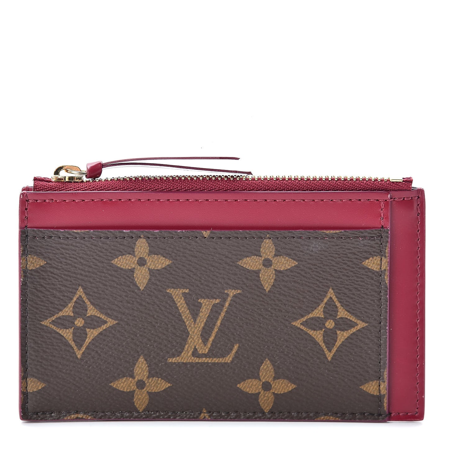 Monogram Zipped Card Holder Fuchsia