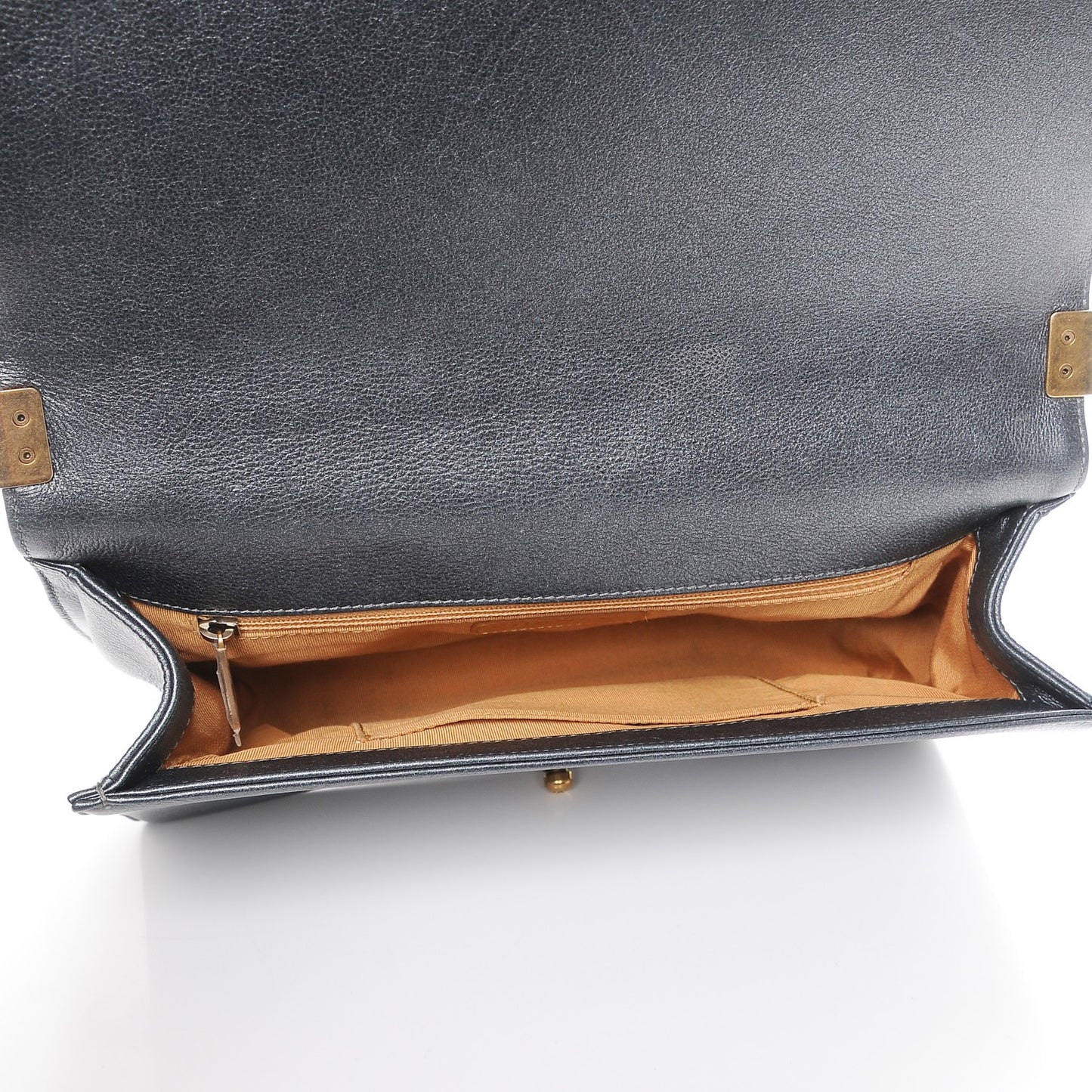 Metallic Calfskin Quilted New Medium Boy Flap Dark Grey