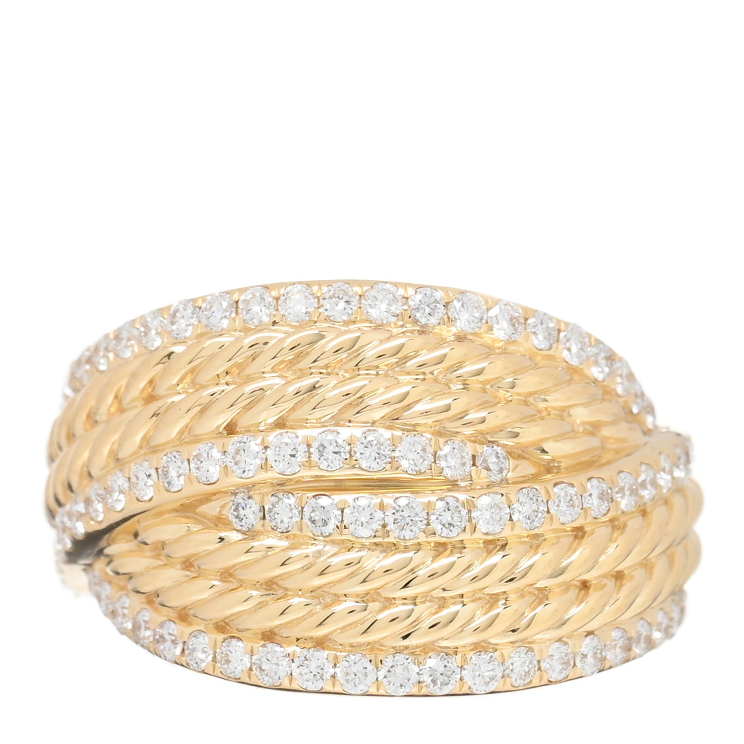 David Yurman 18K Yellow Gold Diamond 13mm Origami Ring 52 6 1 of 4