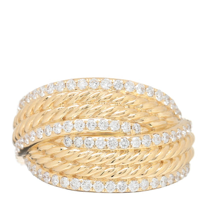David Yurman 18K Yellow Gold Diamond 13mm Origami Ring 52 6 1 of 4