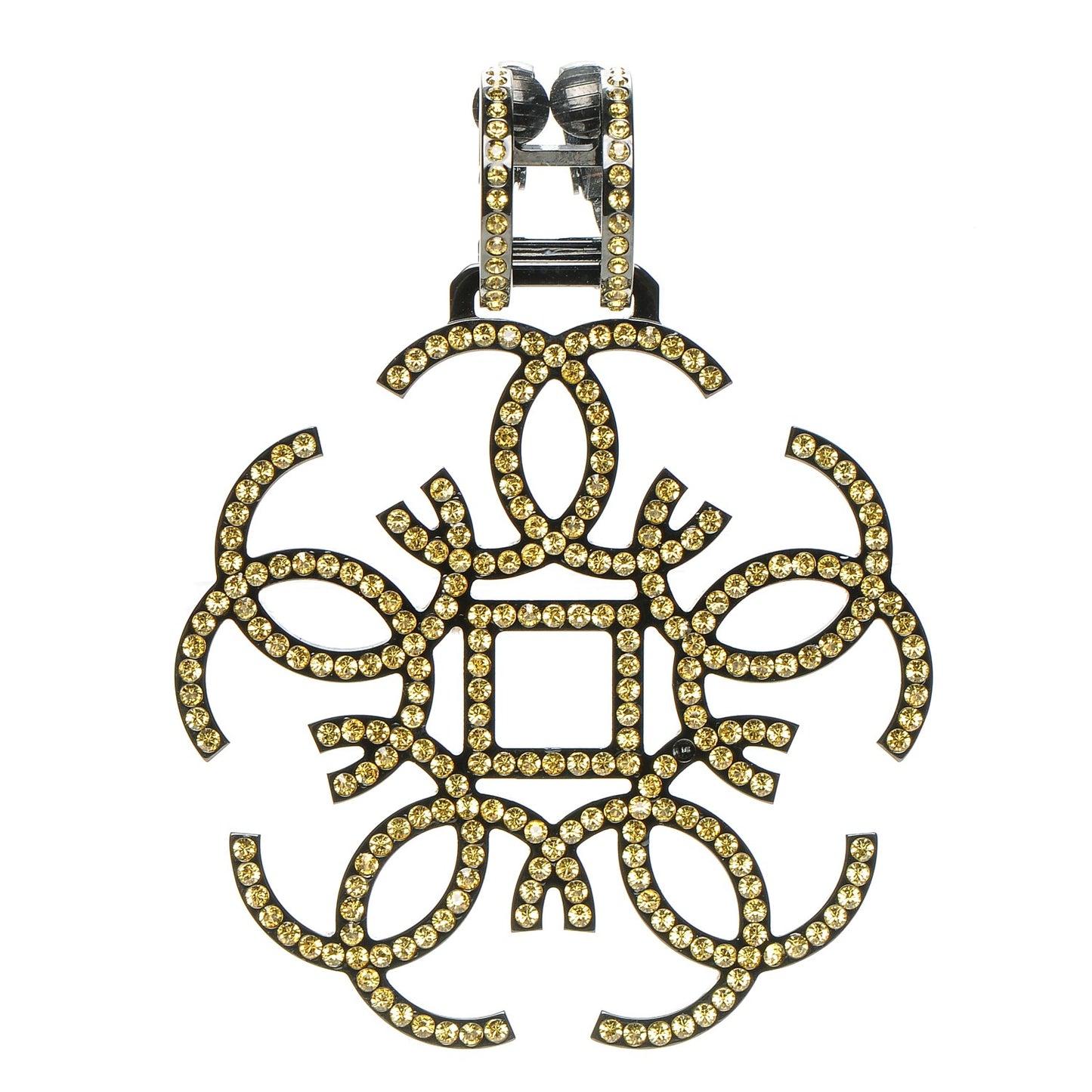 Crystal CC Clip On Earring Black Yellow