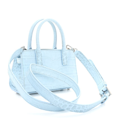 Versace Calfskin Crocodile Embossed Mini Medusa '95 Tote Pastel Blue 3 of 10
