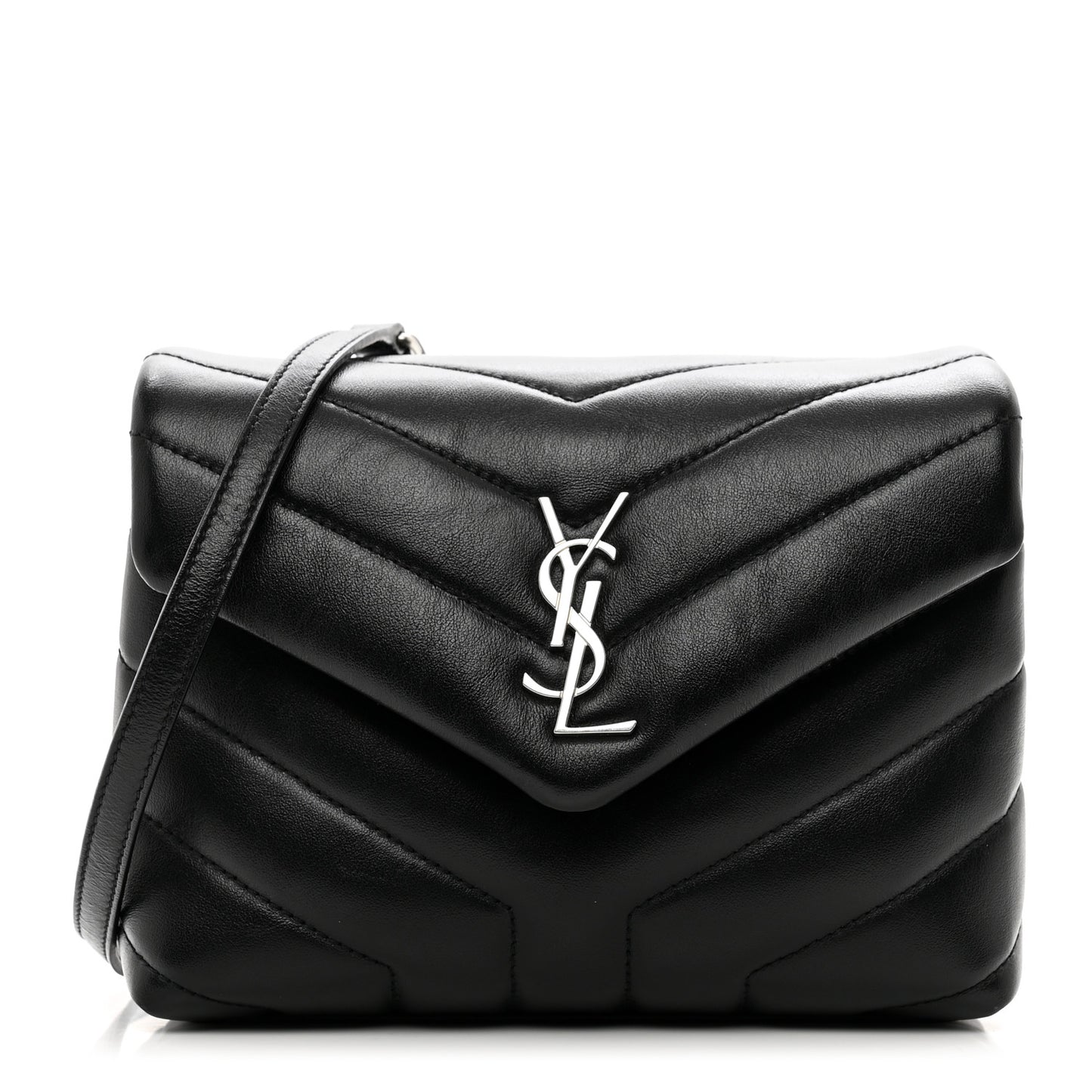 Calfskin Y Quilted Monogram Toy Loulou Crossbody Bag Black
