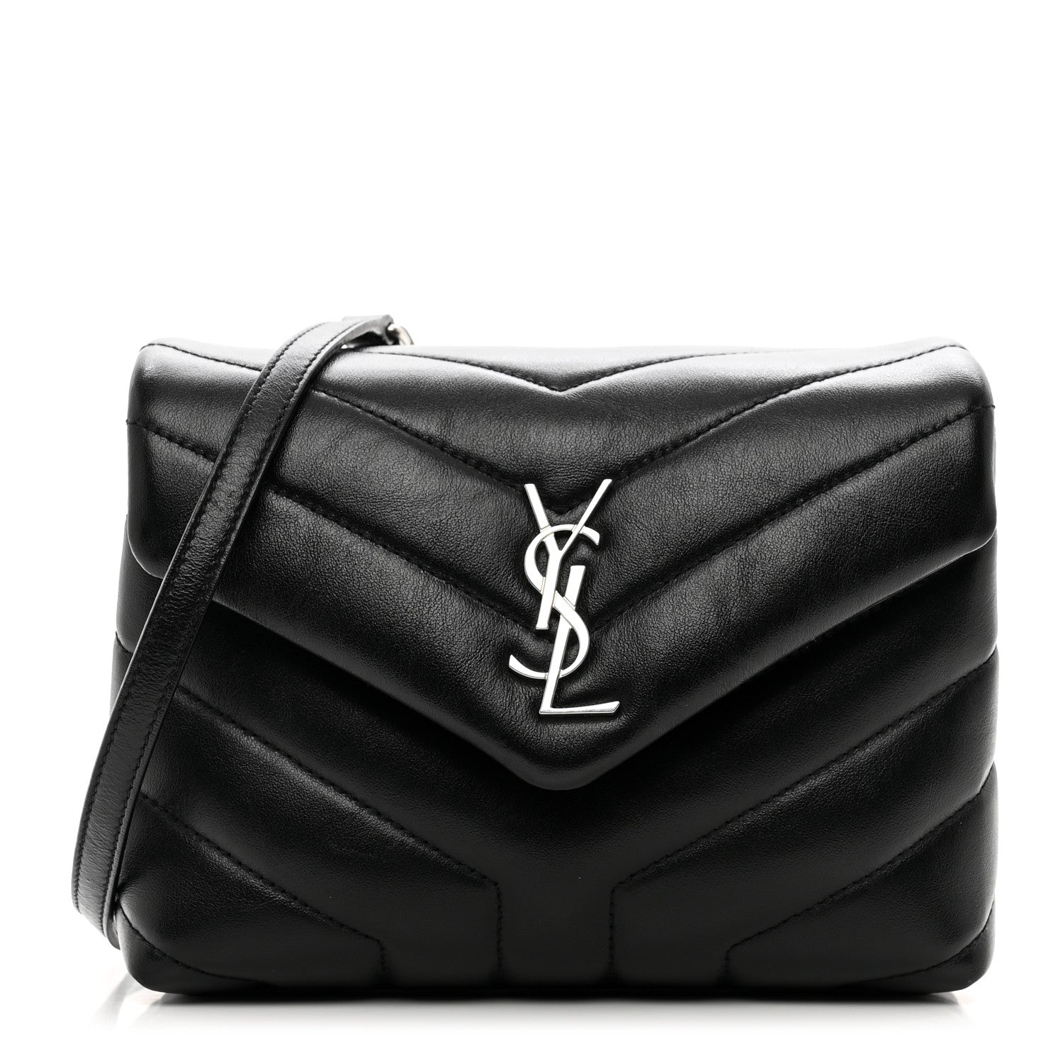 Saint Laurent Calfskin Y Quilted Monogram Toy Loulou Crossbody Bag Black 1 of 10