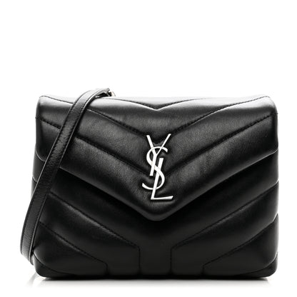 Saint Laurent Calfskin Y Quilted Monogram Toy Loulou Crossbody Bag Black 1 of 10