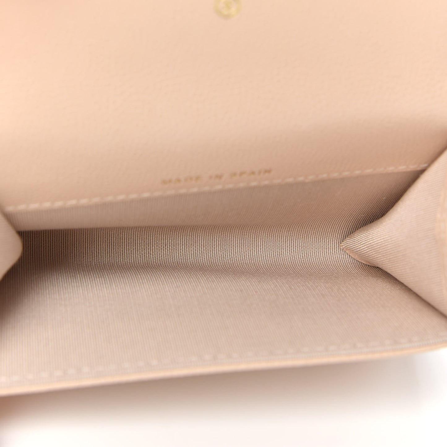 Caviar Pearl Quilted Coco Candy Flap Card Holder Beige