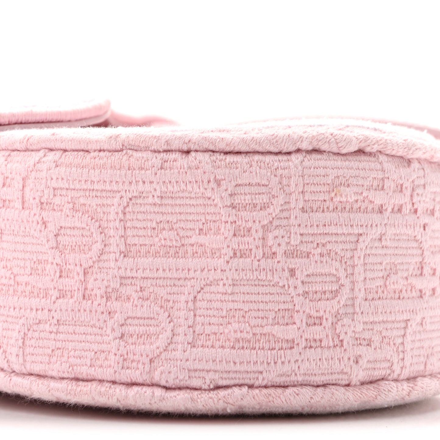Oblique Embroidered Lace Dioramour Small Saddle Bag With Strap Soupir Pink White