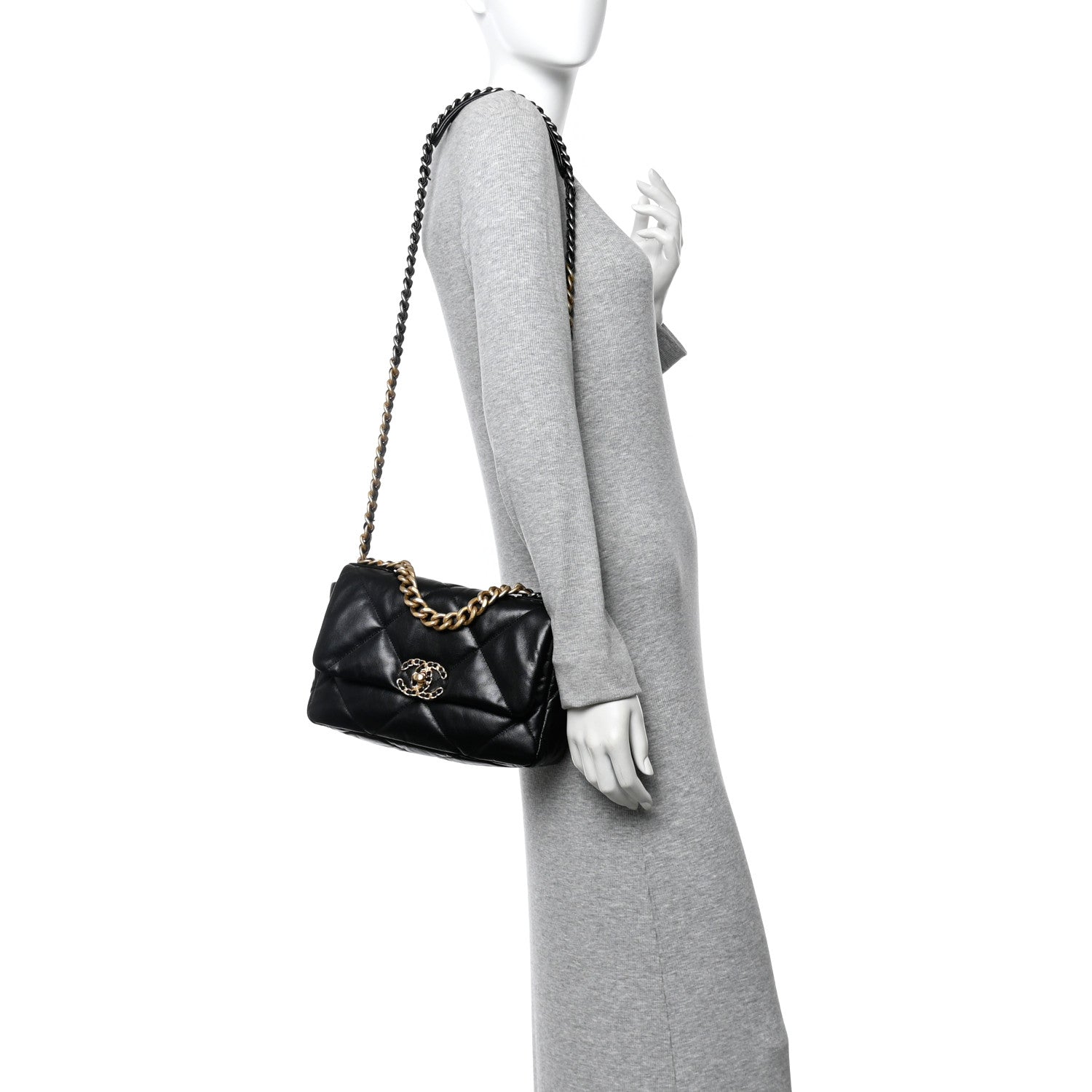 Chanel Goatskin Quilted Medium Chanel 19 Flap Black 2 of 10